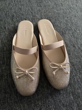 Steve Madden Blush Crystal-Embellished Ballet Mules